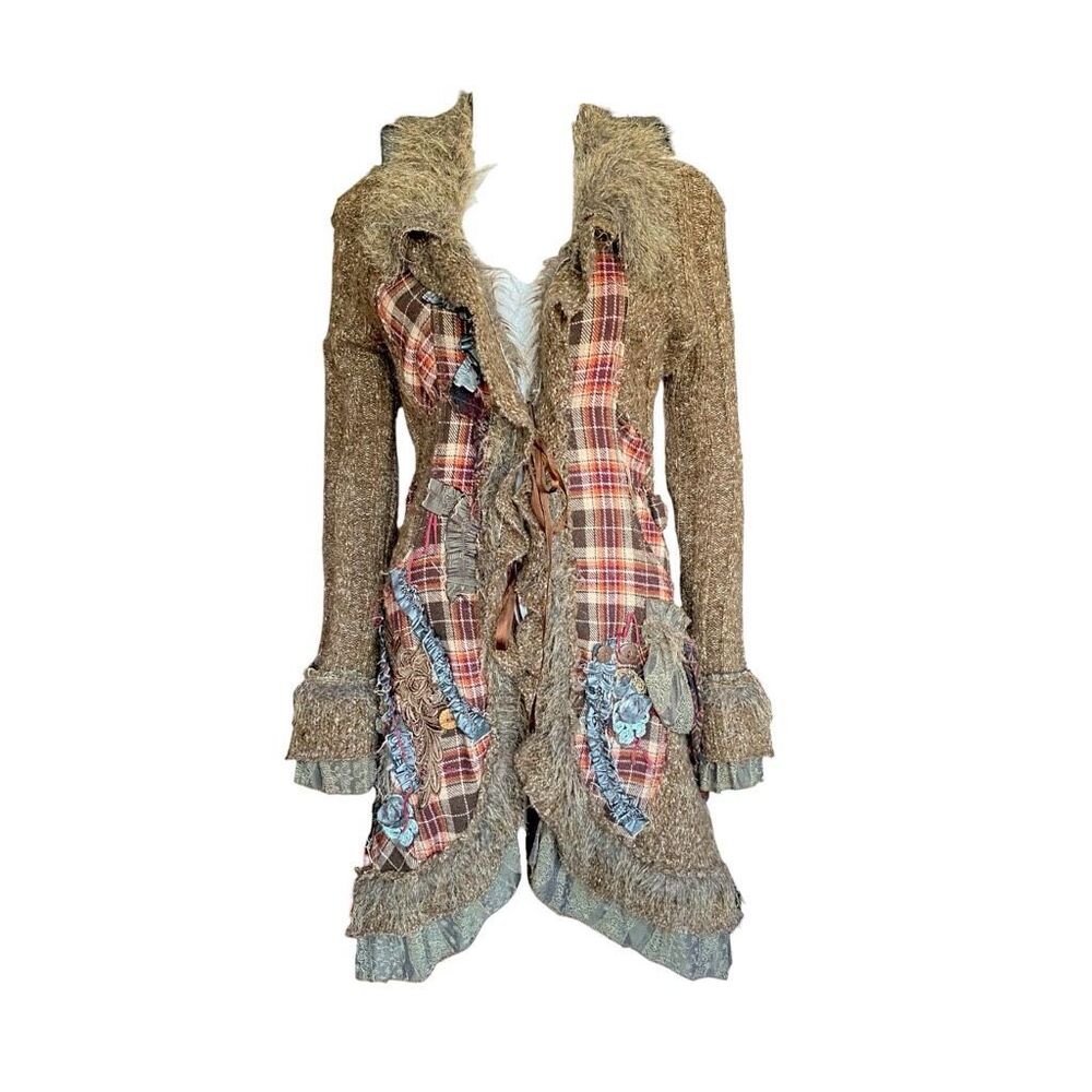 vintage fairy grunge fur duster cardigan